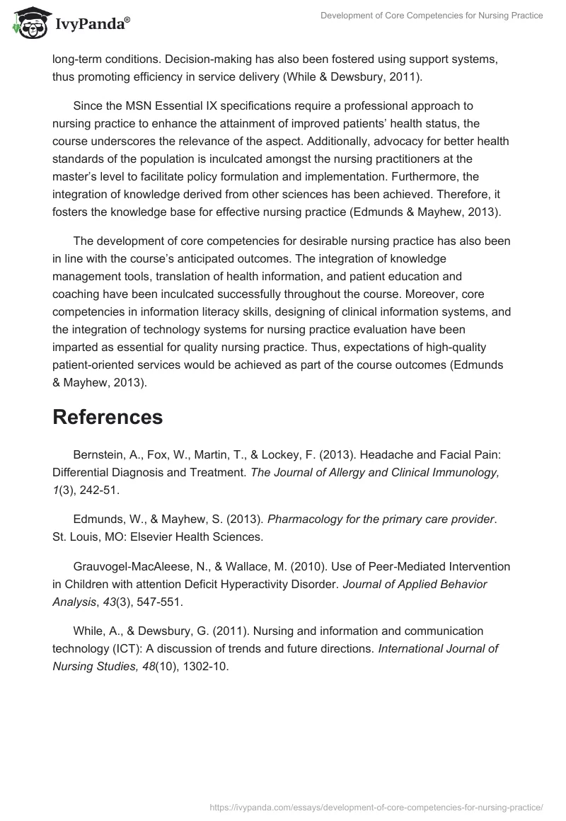 Development of Core Competencies for Nursing Practice. Page 3
