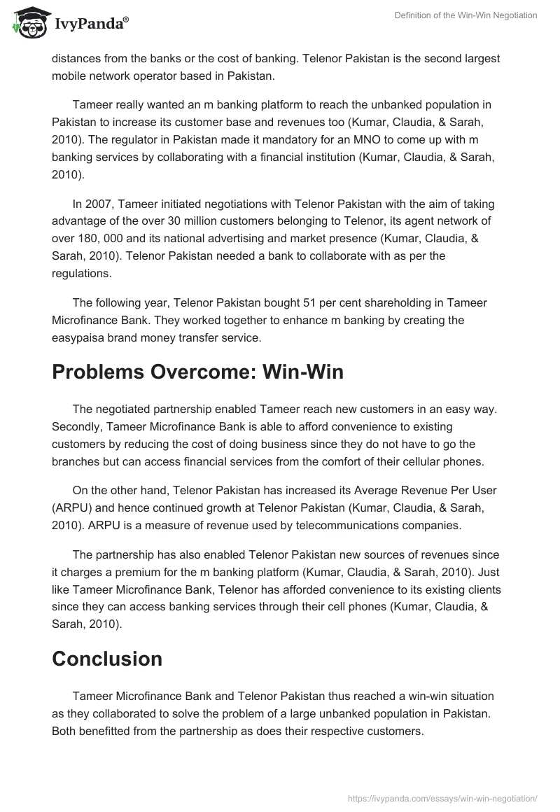 Definition of the Win-Win Negotiation. Page 2