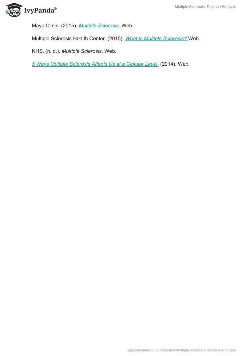 Multiple Sclerosis. Disease Analysis. Page 4