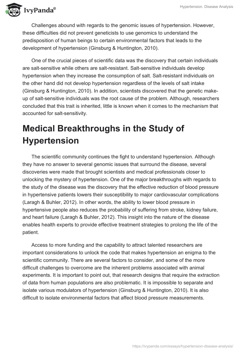 Hypertension. Disease Analysis. Page 2