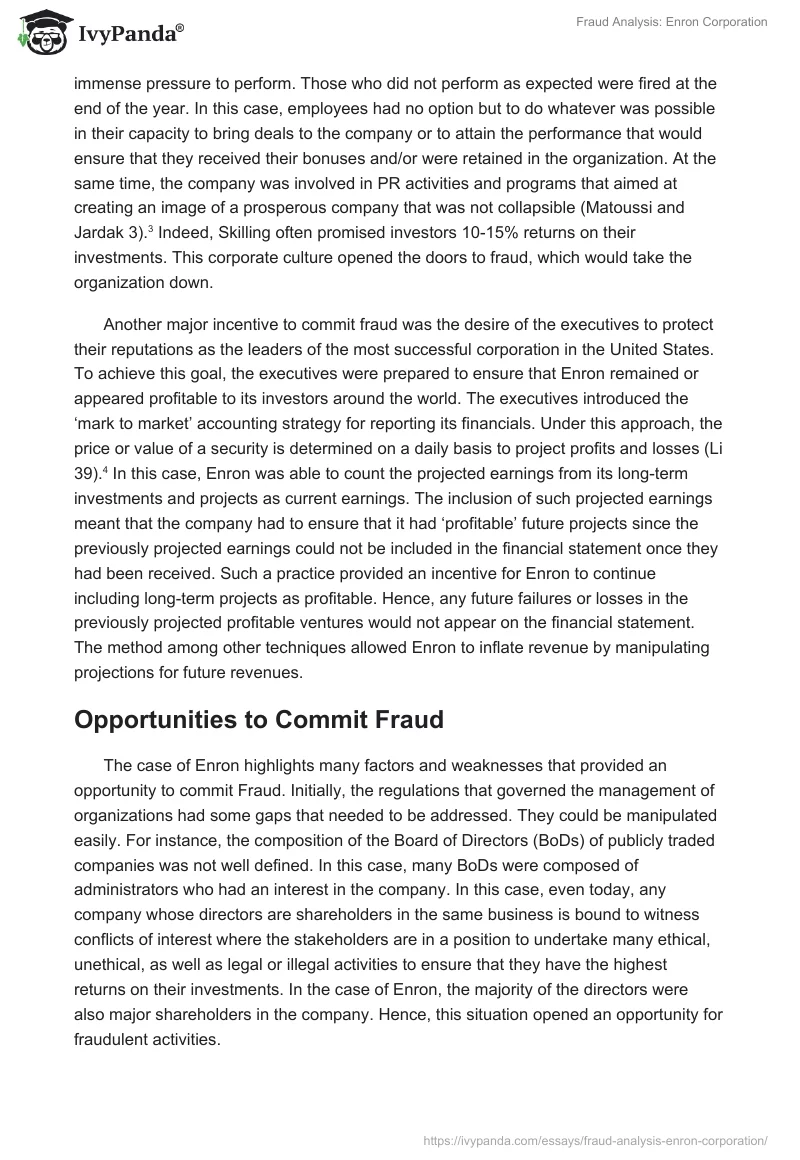 Fraud Analysis: Enron Corporation. Page 2