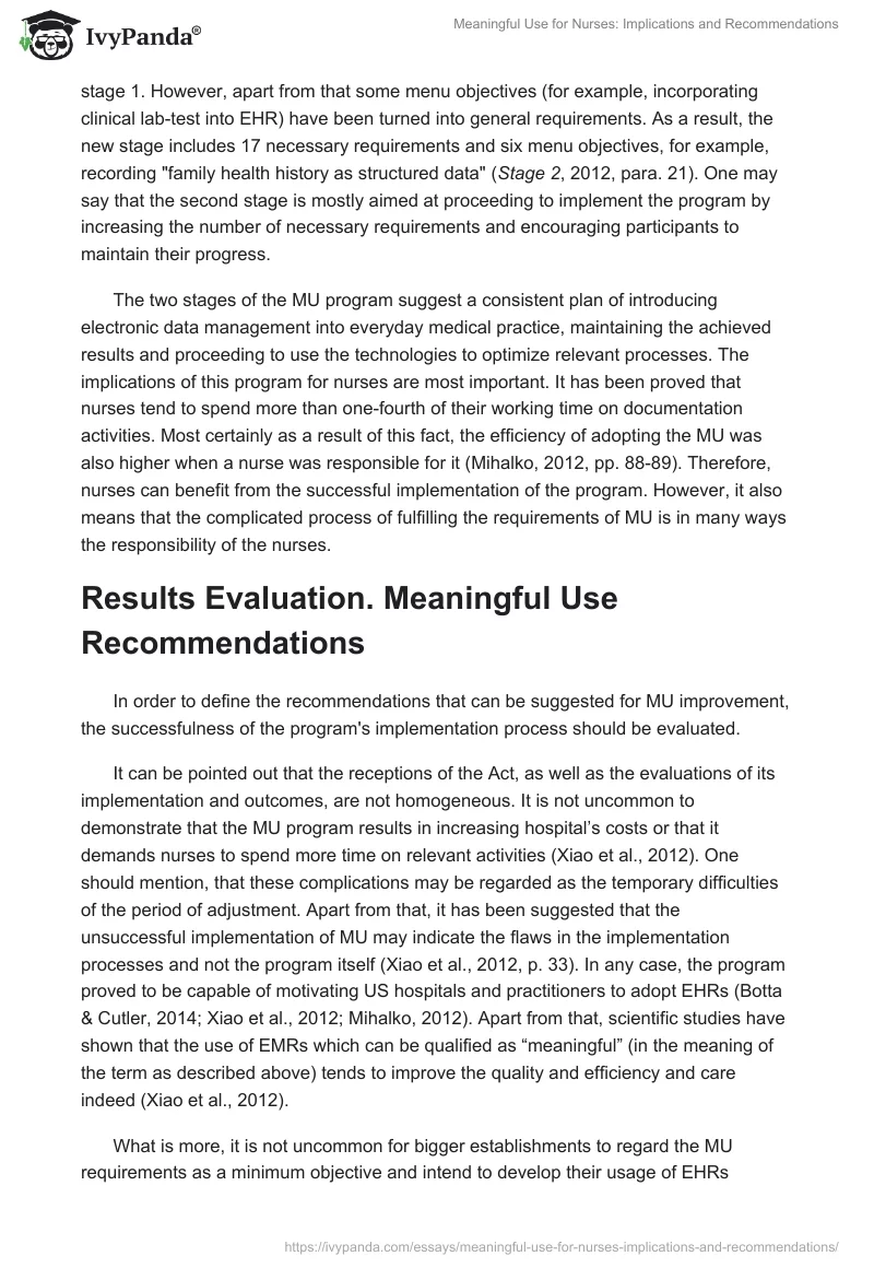 Meaningful Use for Nurses: Implications and Recommendations. Page 3