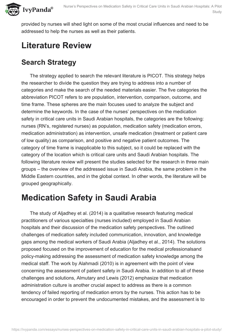 Nurse’s Perspectives on Medication Safety in Critical Care Units in Saudi Arabian Hospitals: A Pilot Study. Page 3