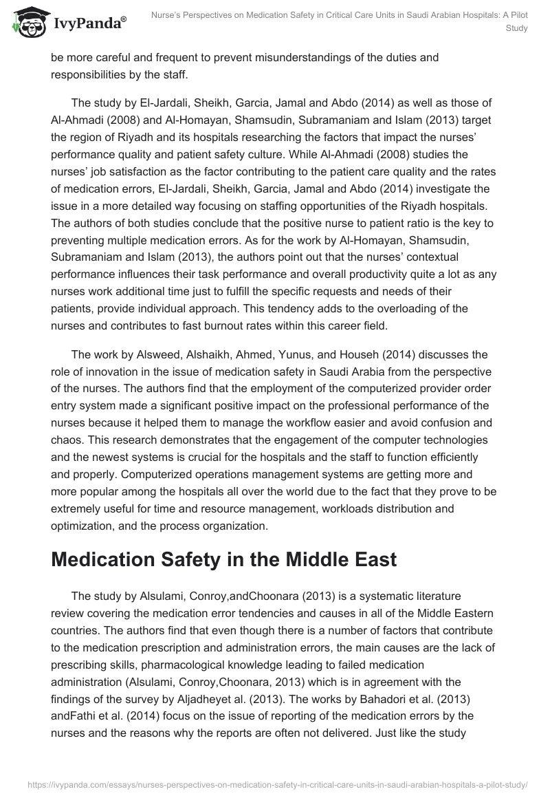 Nurse’s Perspectives on Medication Safety in Critical Care Units in Saudi Arabian Hospitals: A Pilot Study. Page 4