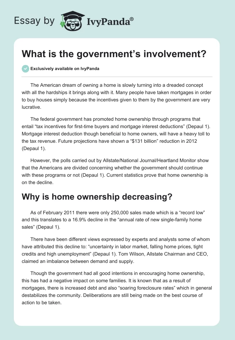 What is the government’s involvement?. Page 1