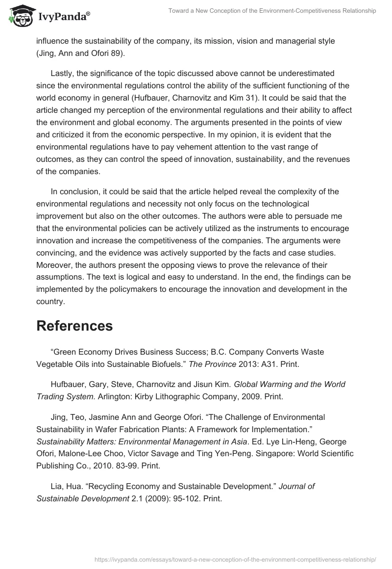 Toward a New Conception of the Environment-Competitiveness Relationship. Page 2