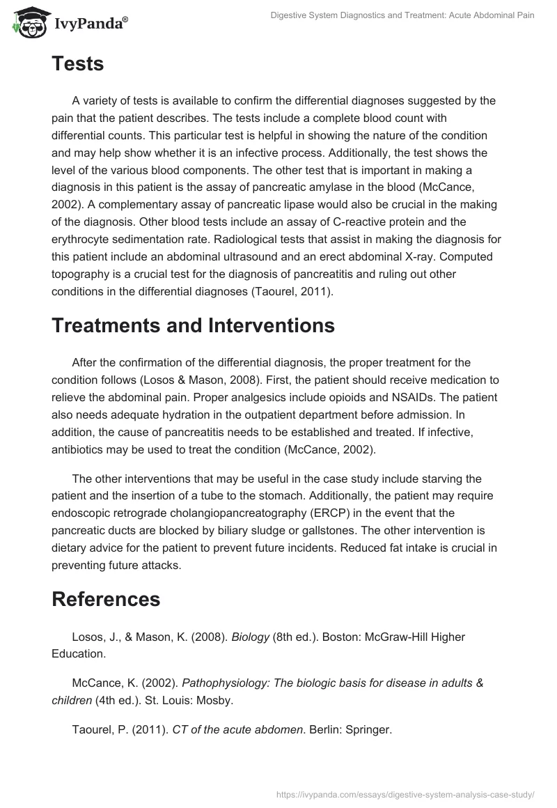 Digestive System Diagnostics and Treatment: Acute Abdominal Pain. Page 2