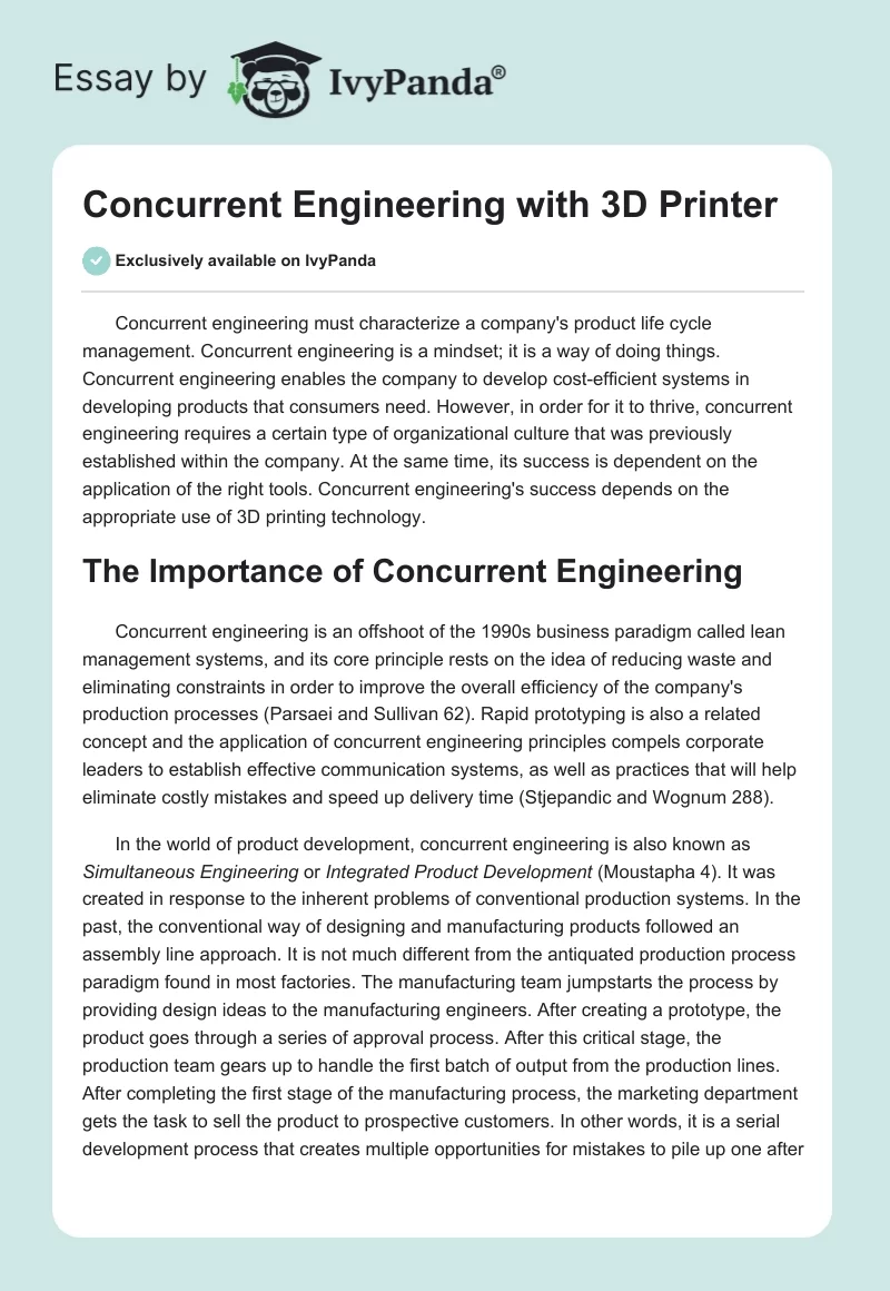 Concurrent Engineering with 3D Printer. Page 1