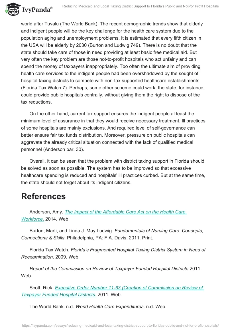 Reducing Medicaid and Local Taxing District Support to Florida’s Public and Not-for Profit Hospitals. Page 2
