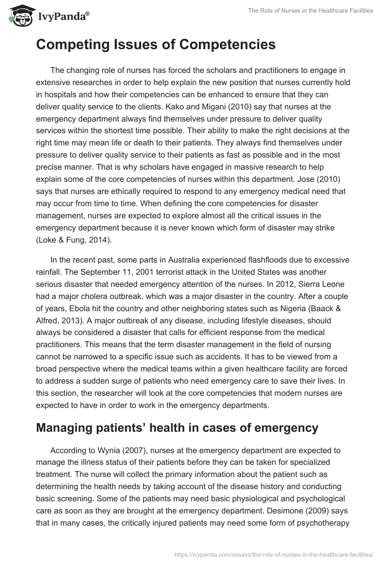The Role of Nurses in the Healthcare Facilities. Page 2
