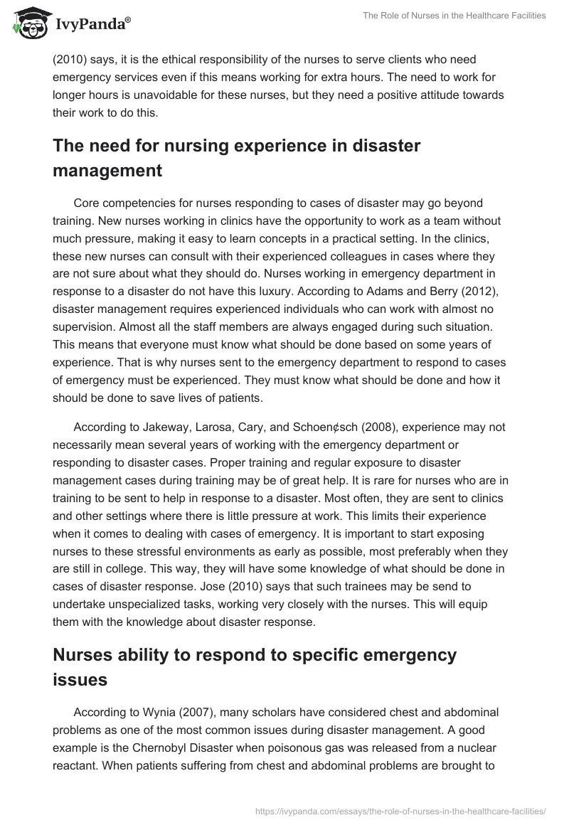The Role of Nurses in the Healthcare Facilities. Page 4