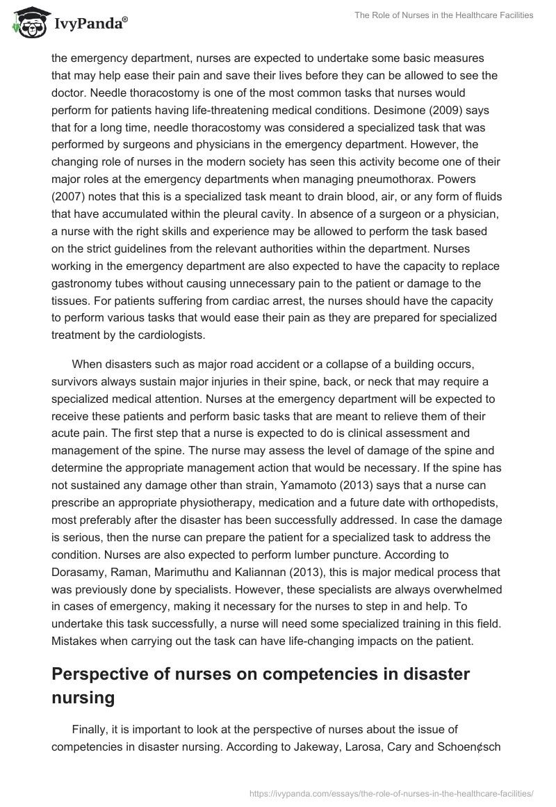 The Role of Nurses in the Healthcare Facilities. Page 5