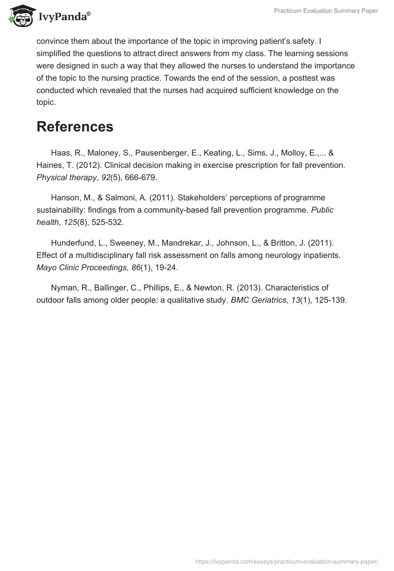 Practicum Evaluation Summary Paper. Page 5