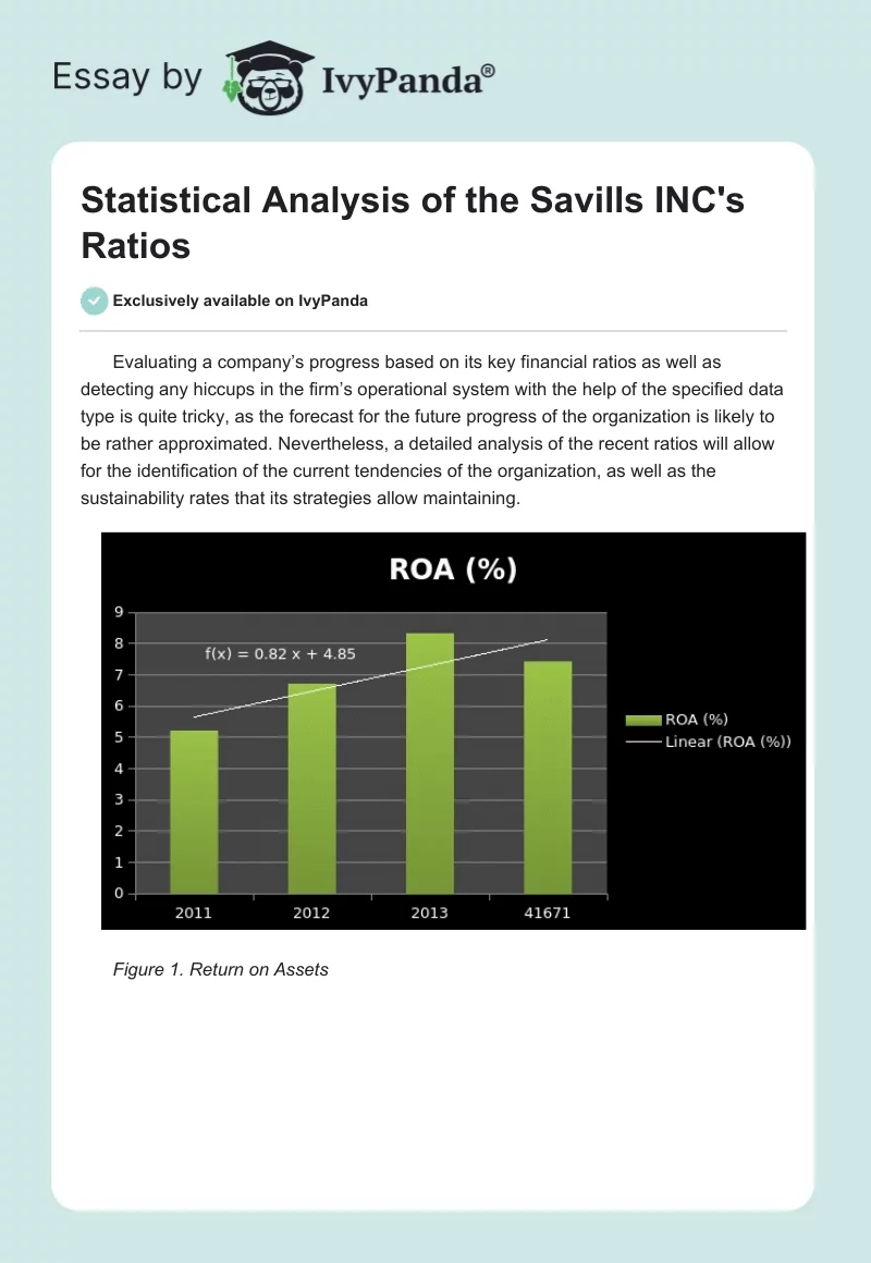 Statistical Analysis of the Savills INC's Ratios. Page 1