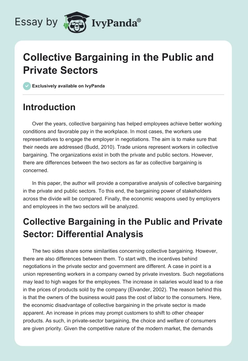 Collective Bargaining in the Public and Private Sectors. Page 1