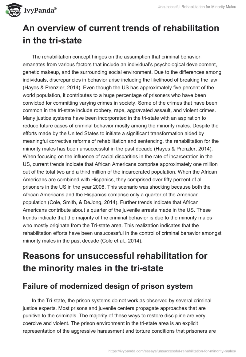 Unsuccessful Rehabilitation for Minority Males. Page 2