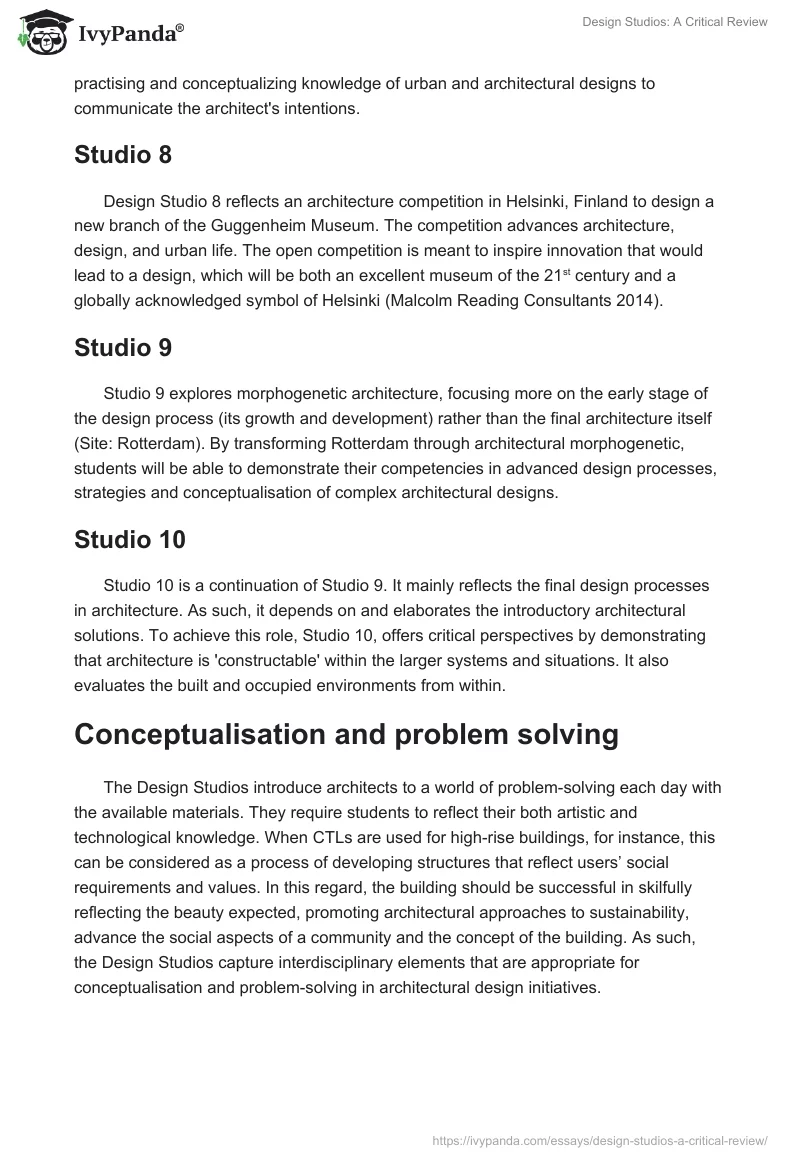 Design Studios: A Critical Review. Page 2