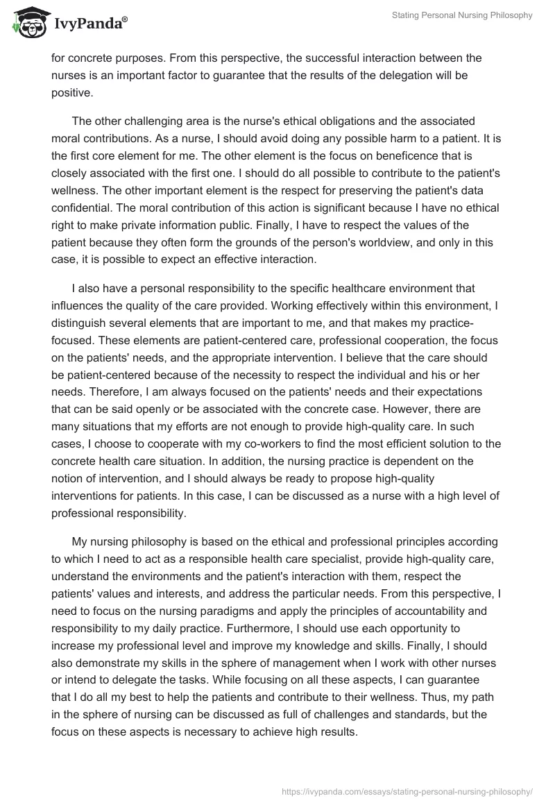 Stating Personal Nursing Philosophy. Page 3