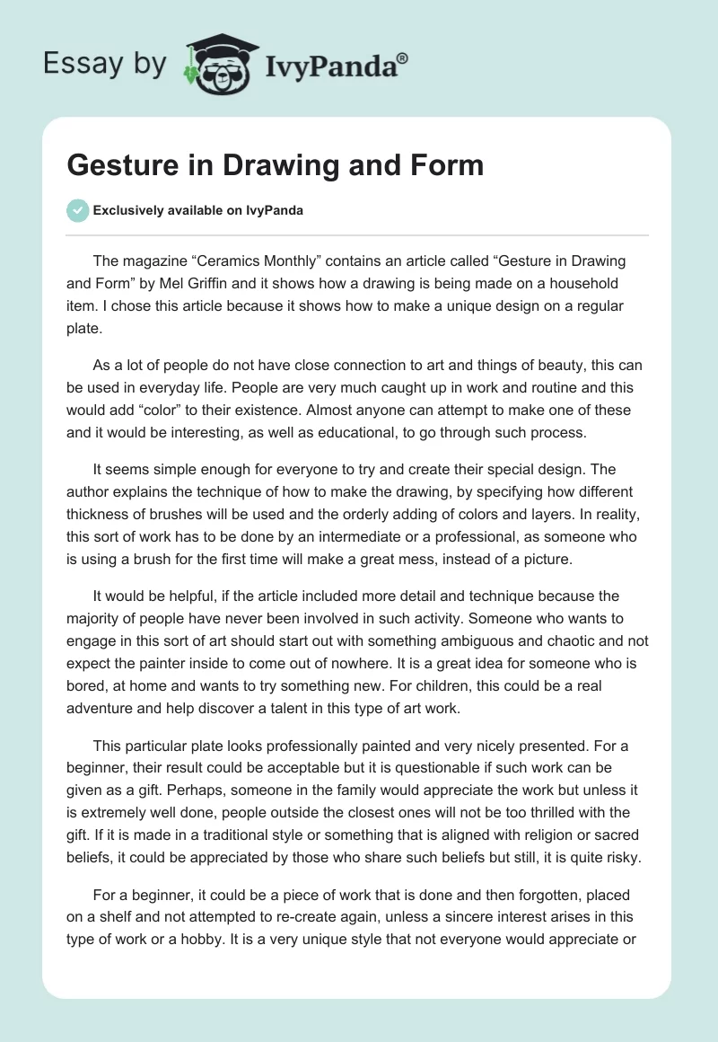 Gesture in Drawing and Form. Page 1