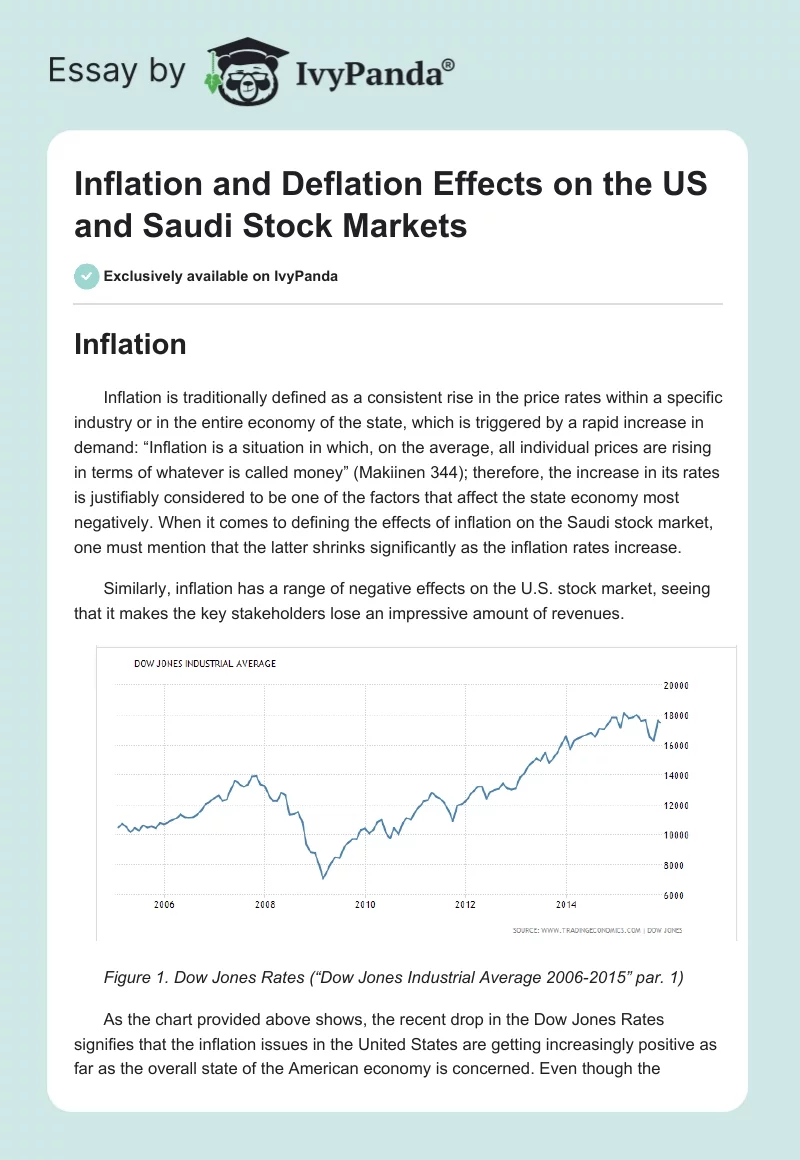 Inflation and Deflation Effects on the US and Saudi Stock Markets. Page 1