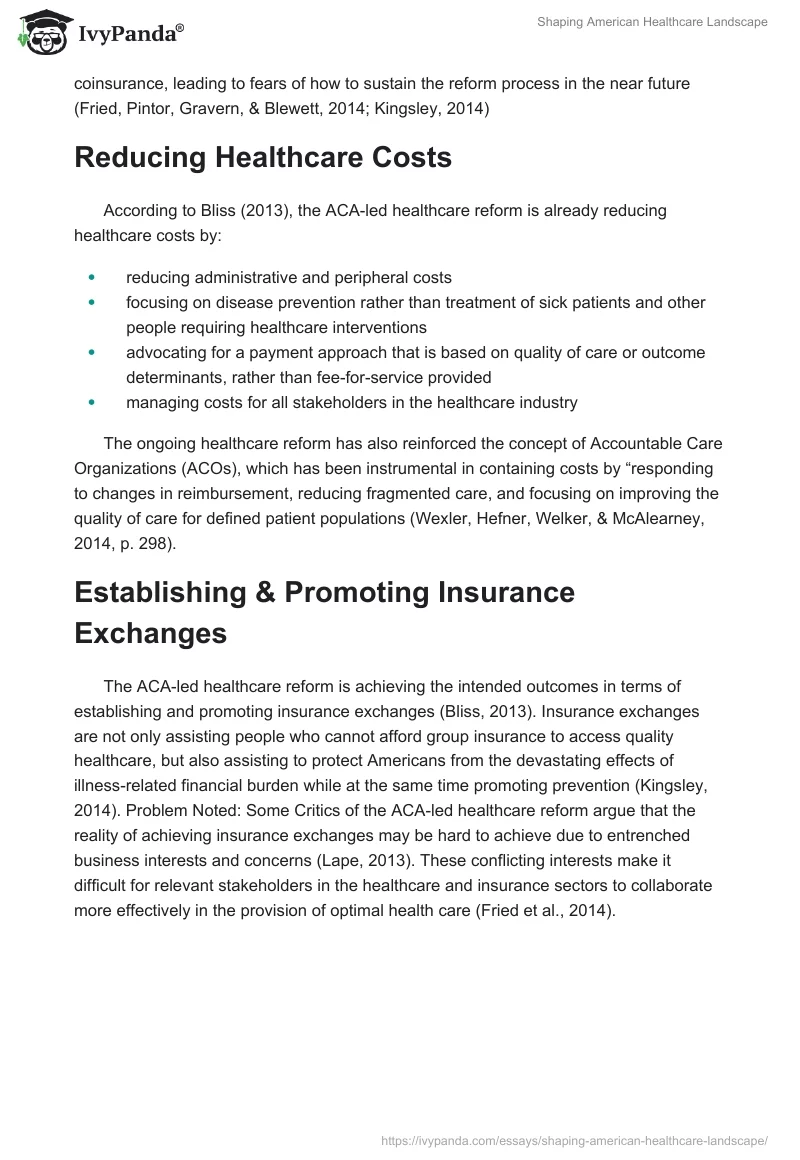 Shaping American Healthcare Landscape. Page 2