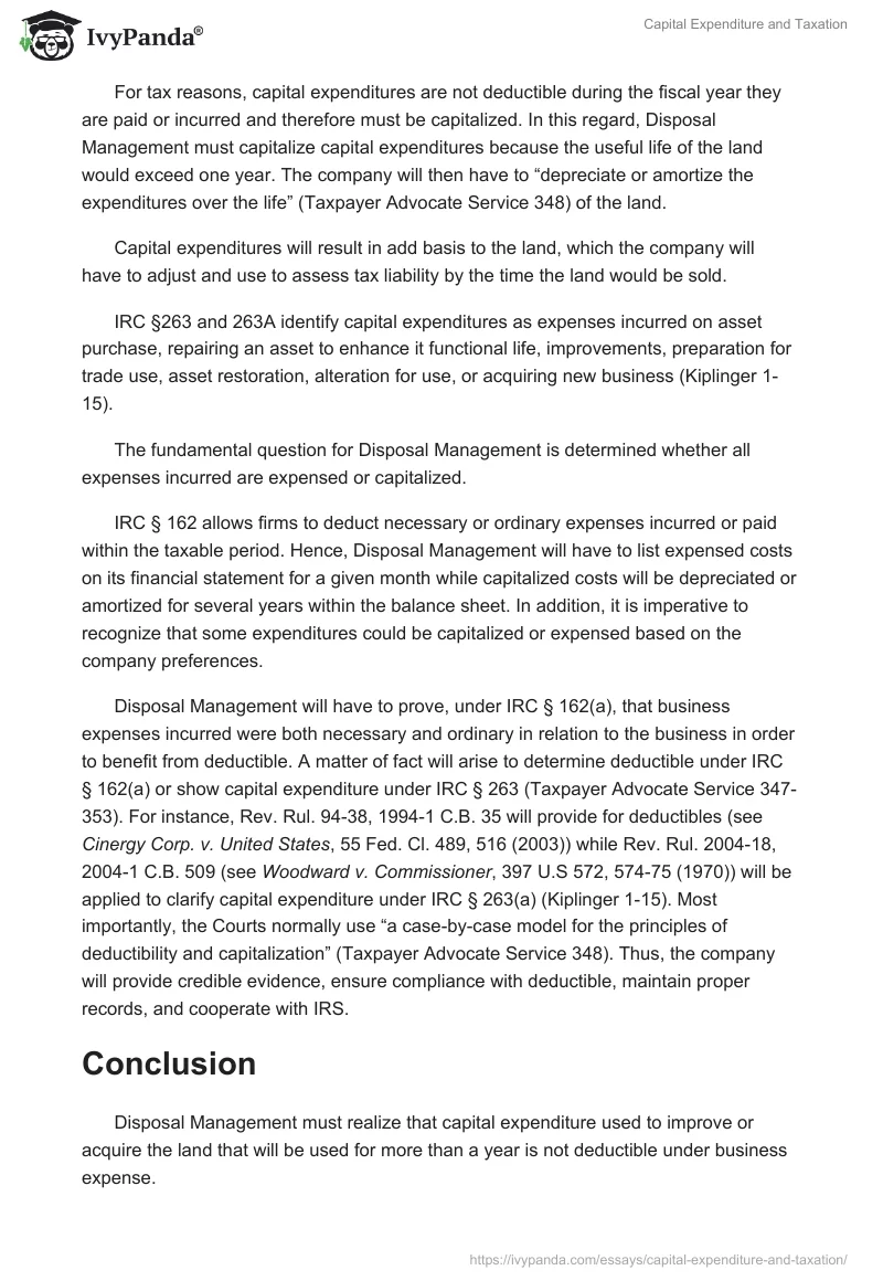 Capital Expenditure and Taxation. Page 2