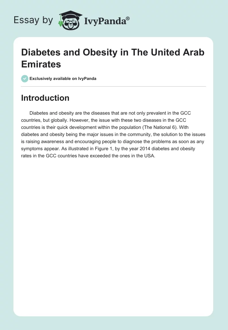 Diabetes and Obesity in the United Arab Emirates. Page 1