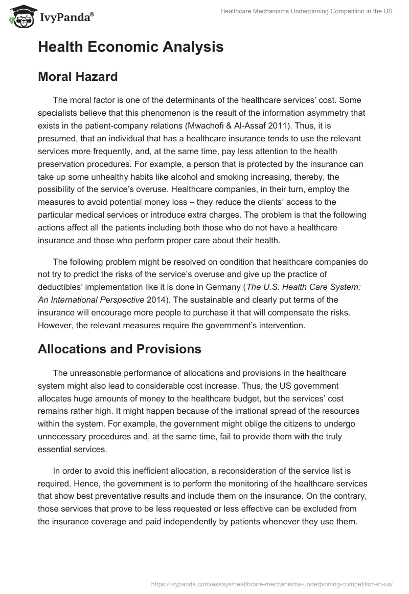 Healthcare Mechanisms Underpinning Competition in the US. Page 2