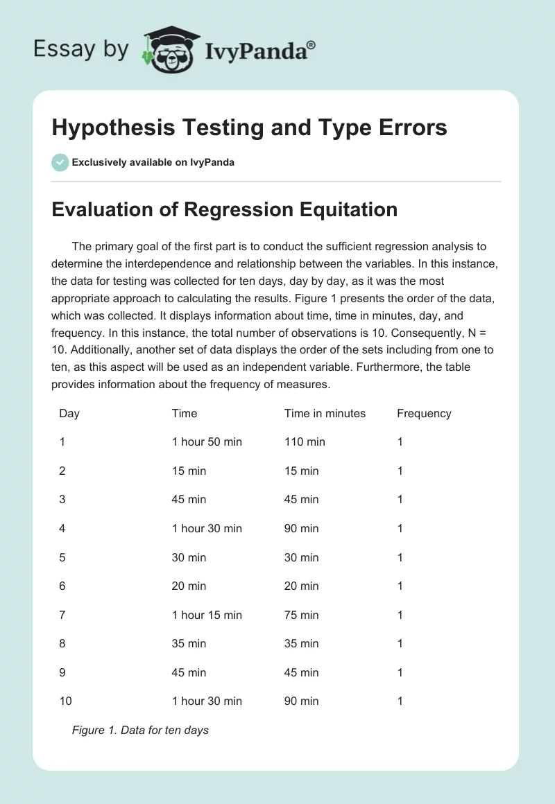 Hypothesis Testing and Type Errors. Page 1