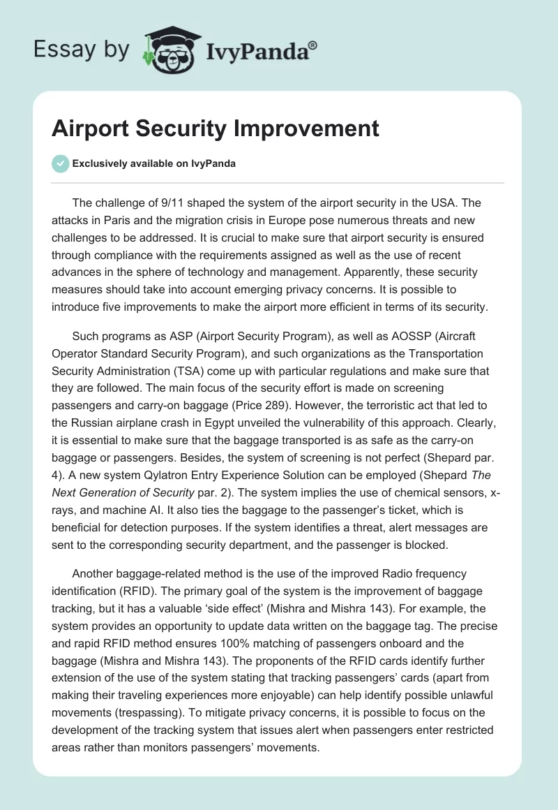 Airport Security Improvement. Page 1