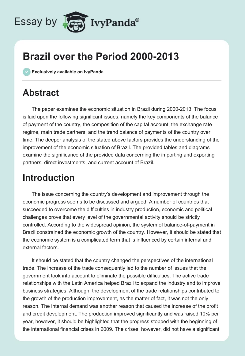 Brazil over the Period 2000-2013. Page 1