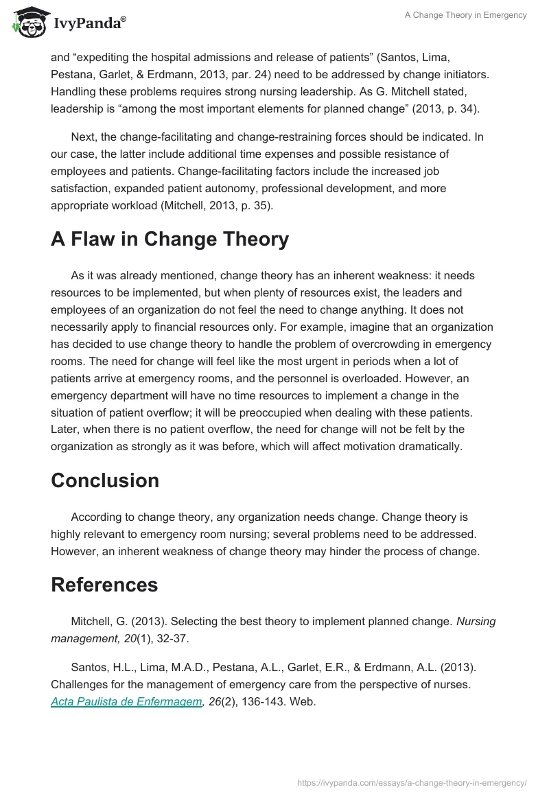 A Change Theory in Emergency. Page 2