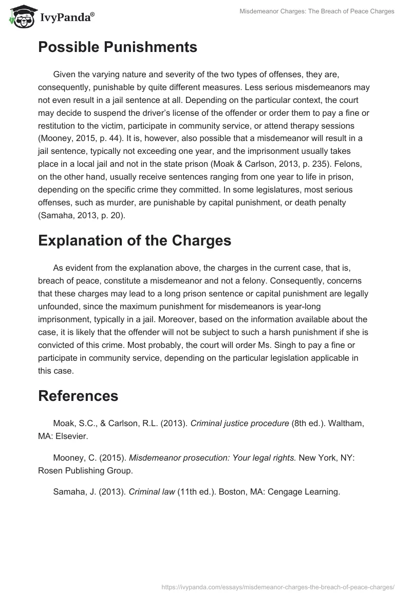 Misdemeanor Charges: The Breach of Peace Charges. Page 2