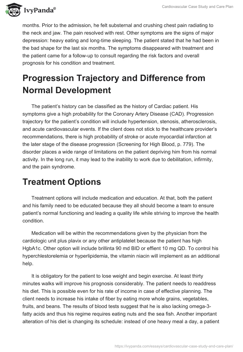 Cardiovascular Case Study and Care Plan. Page 2