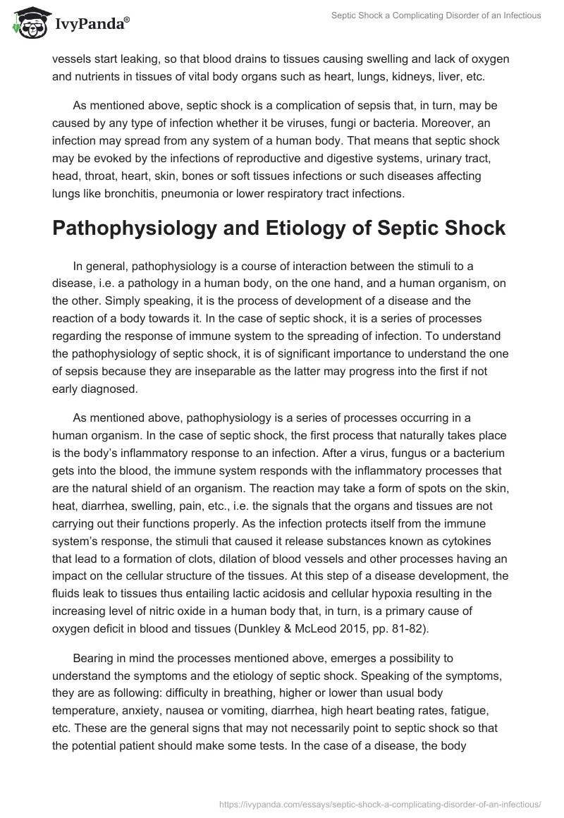 Septic Shock a Complicating Disorder of an Infectious. Page 2