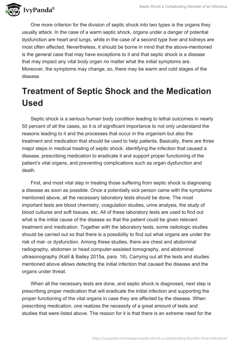 Septic Shock a Complicating Disorder of an Infectious. Page 4