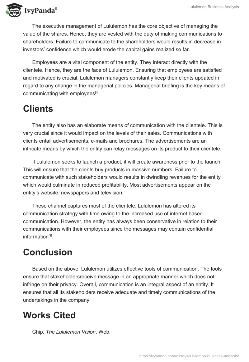 Lululemon Business Analysis. Page 2