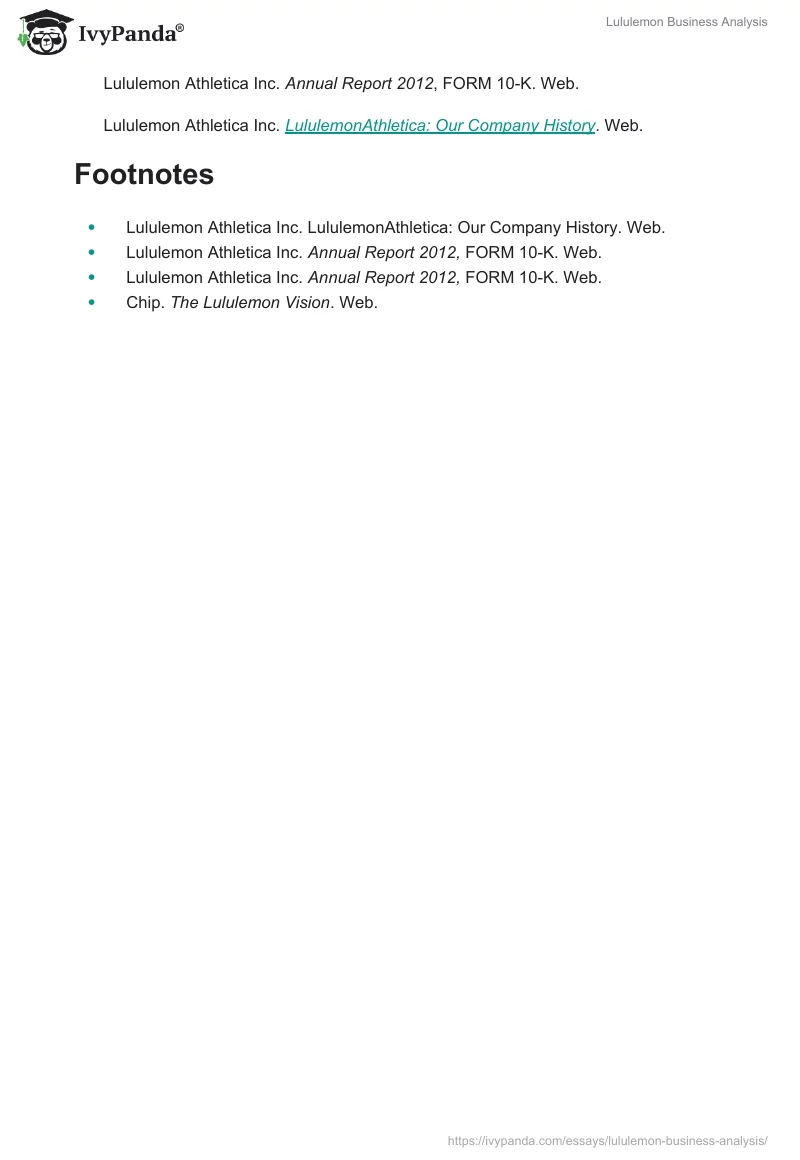 Lululemon Business Analysis. Page 3
