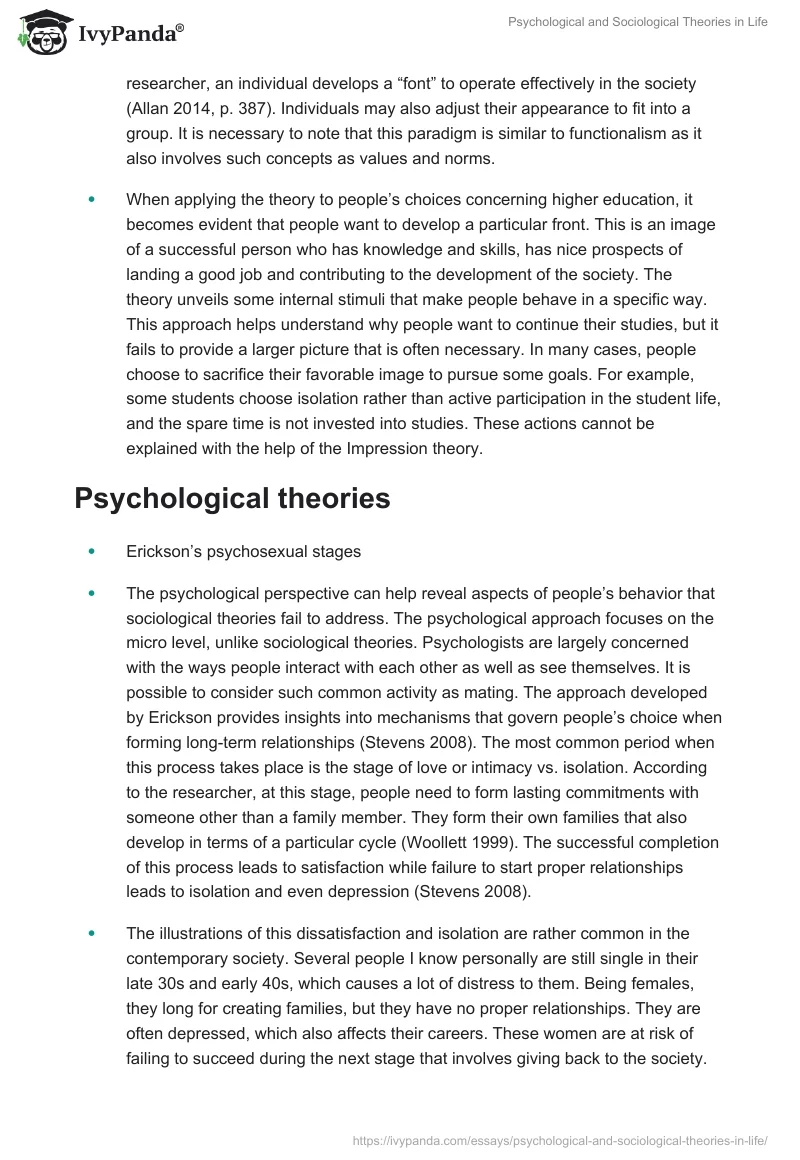 Psychological and Sociological Theories in Life. Page 3