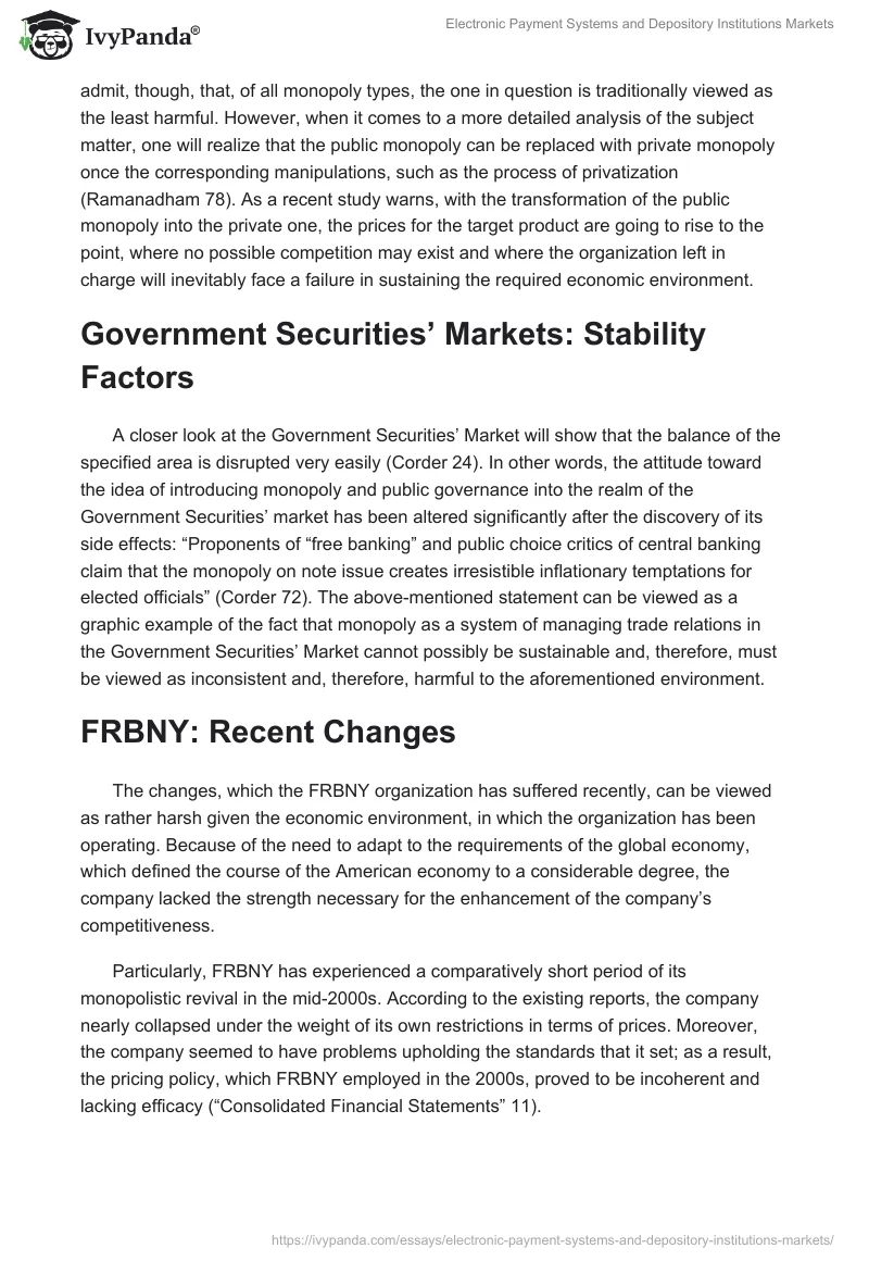 Electronic Payment Systems and Depository Institutions Markets. Page 4