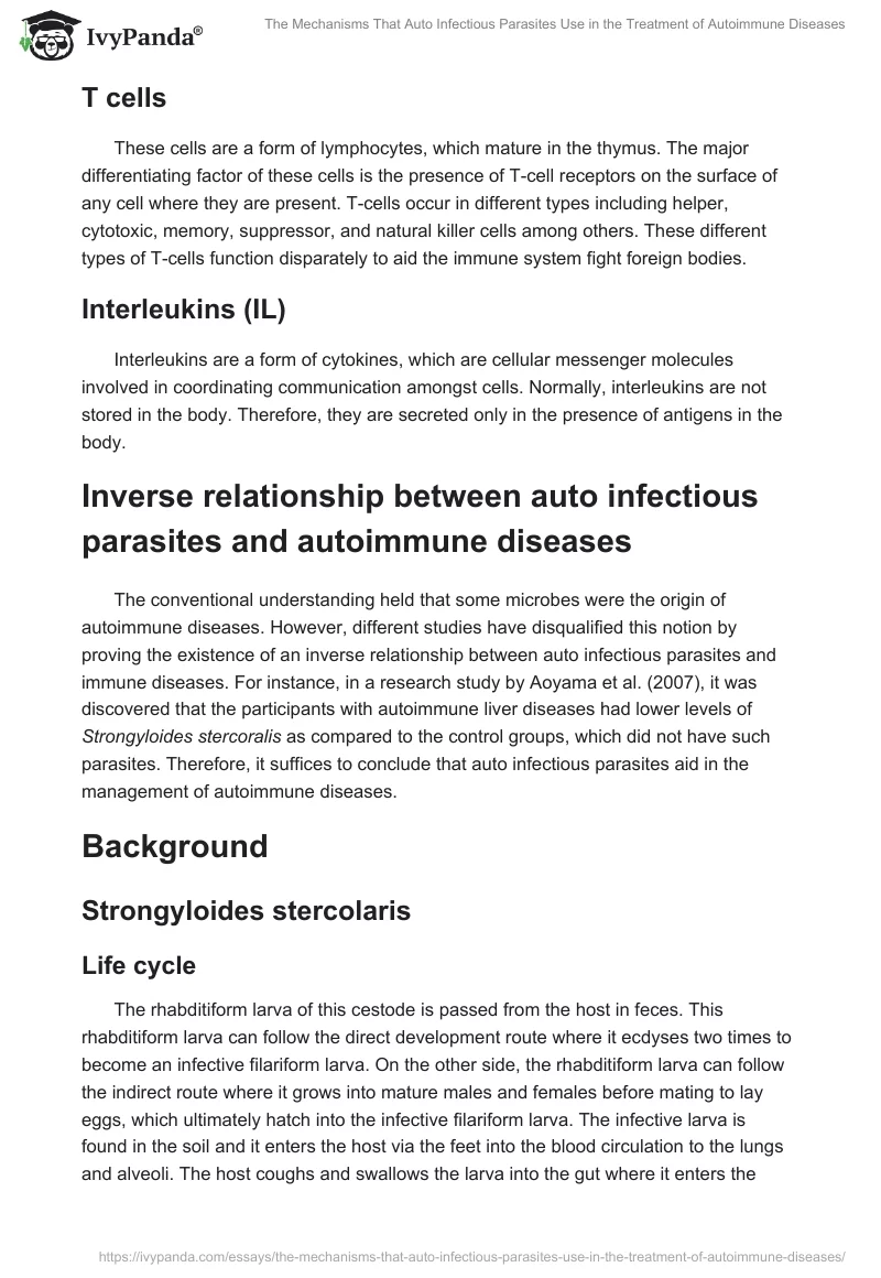 The Mechanisms That Auto Infectious Parasites Use in the Treatment of Autoimmune Diseases. Page 5