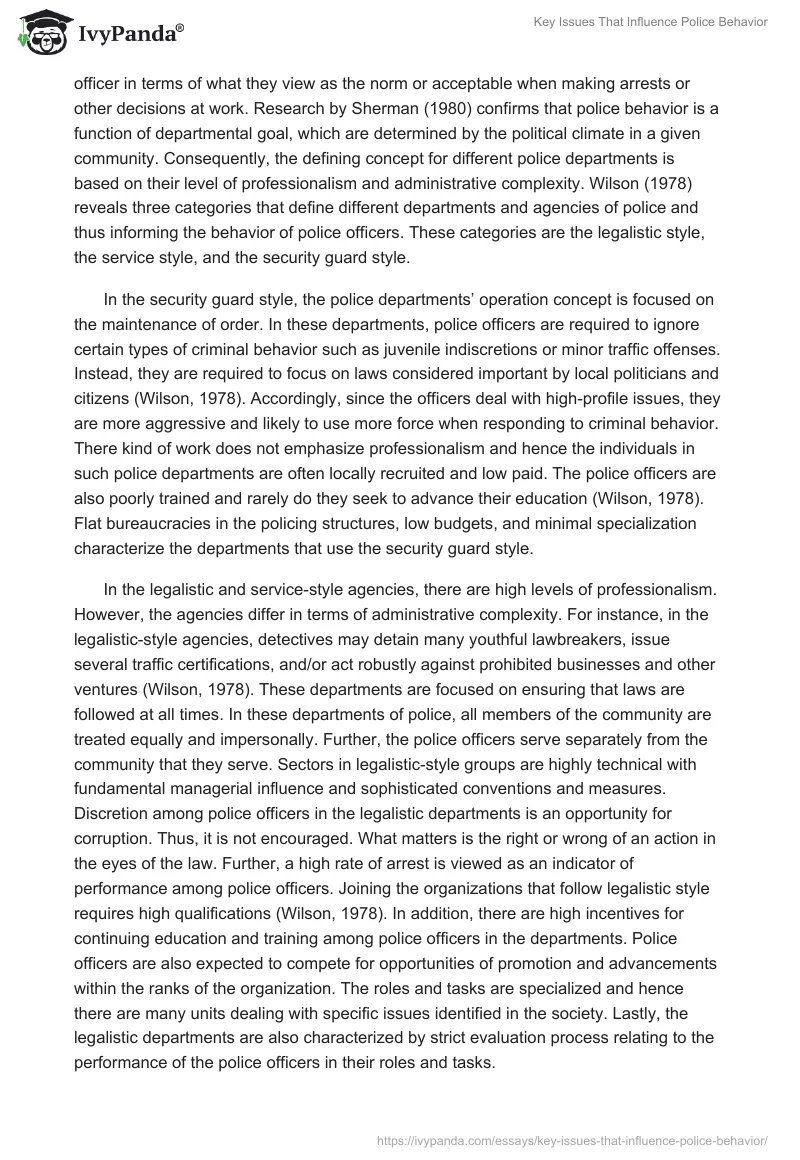 Key Issues That Influence Police Behavior. Page 3