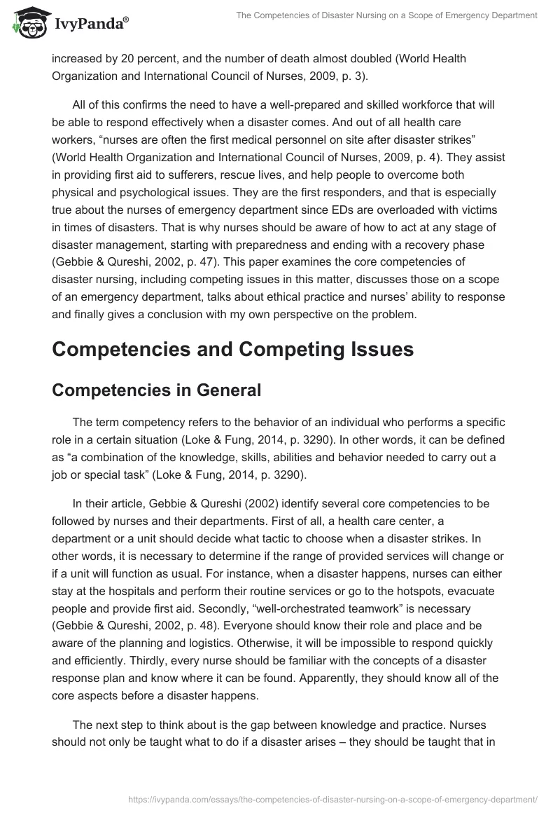The Competencies of Disaster Nursing on a Scope of Emergency Department. Page 2