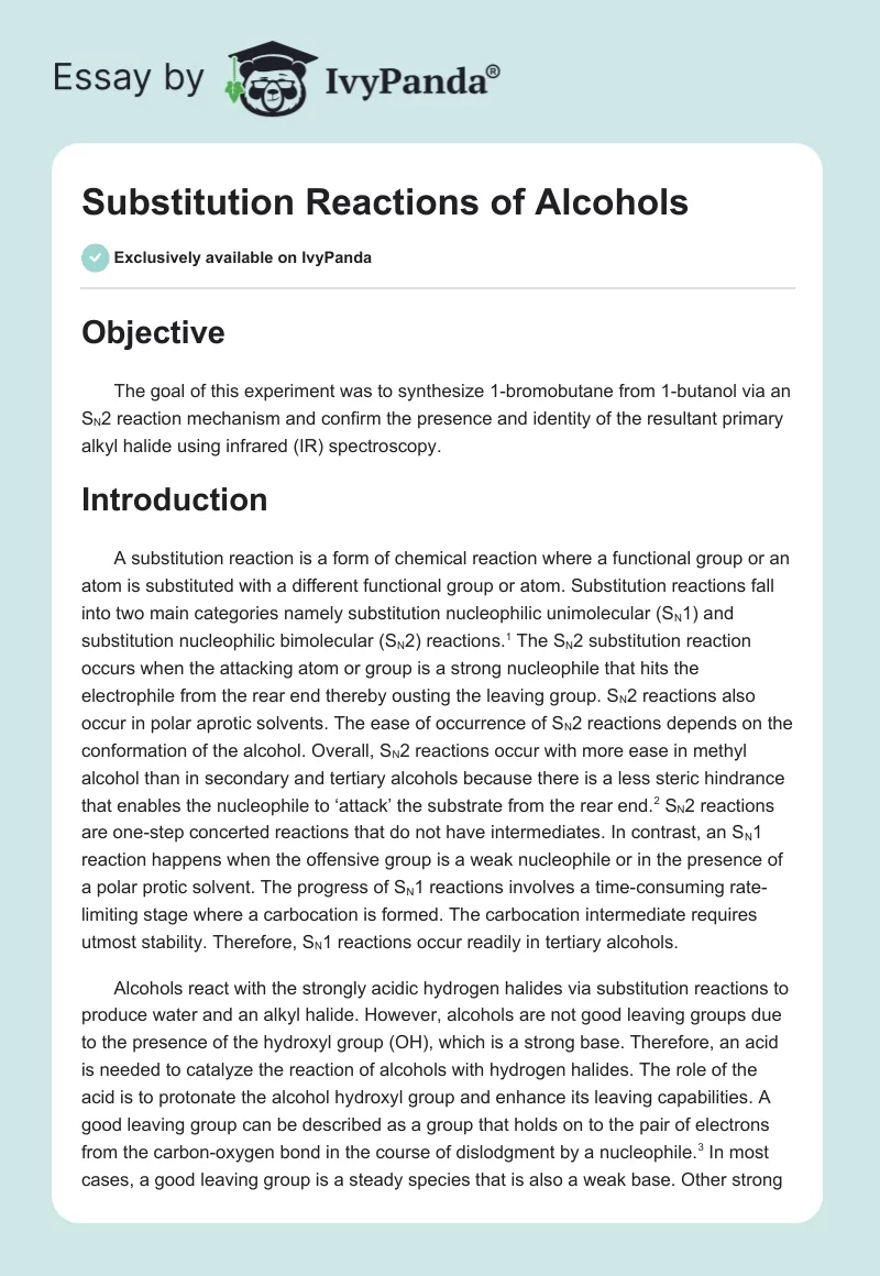 Substitution Reactions of Alcohols. Page 1