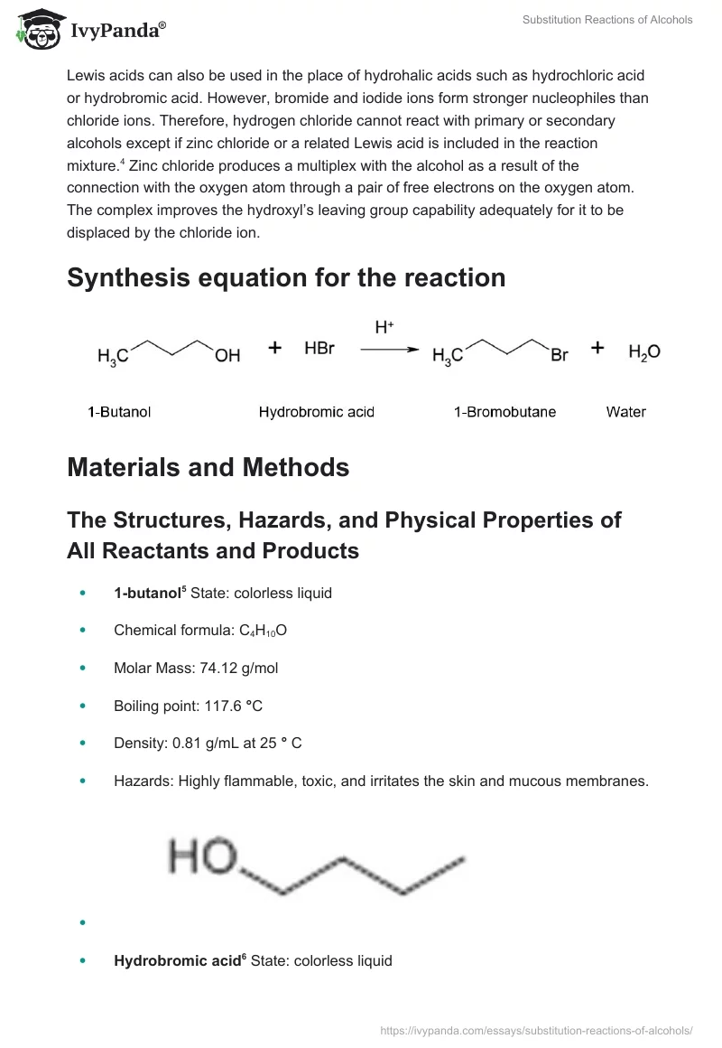 Substitution Reactions of Alcohols. Page 2