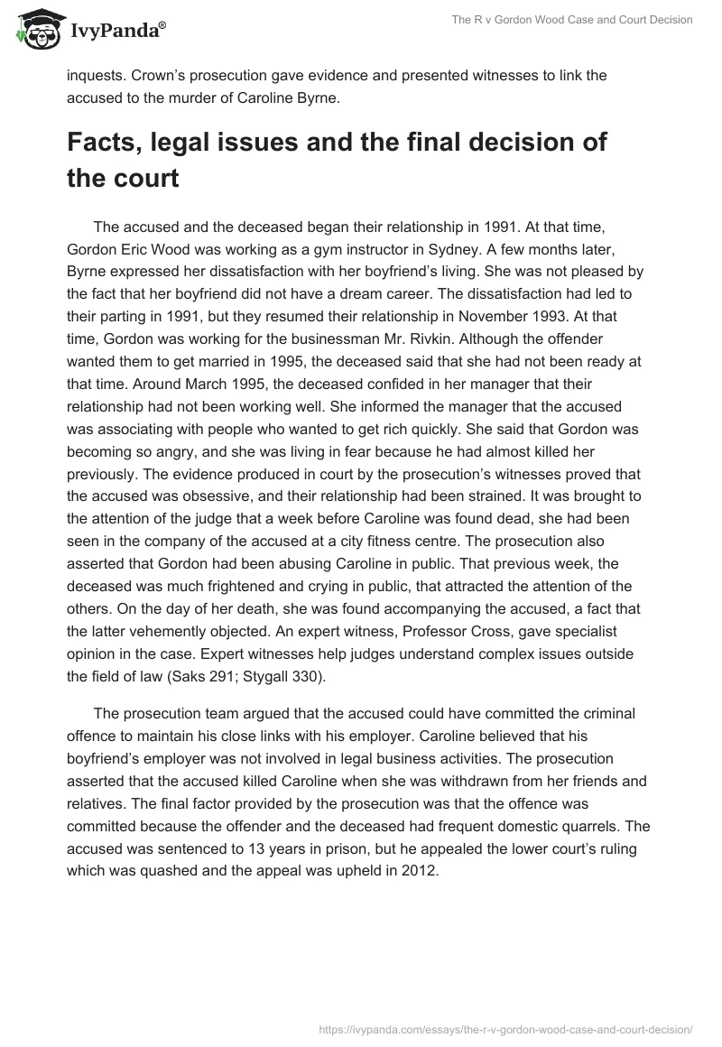 The R v Gordon Wood Case and Court Decision. Page 2