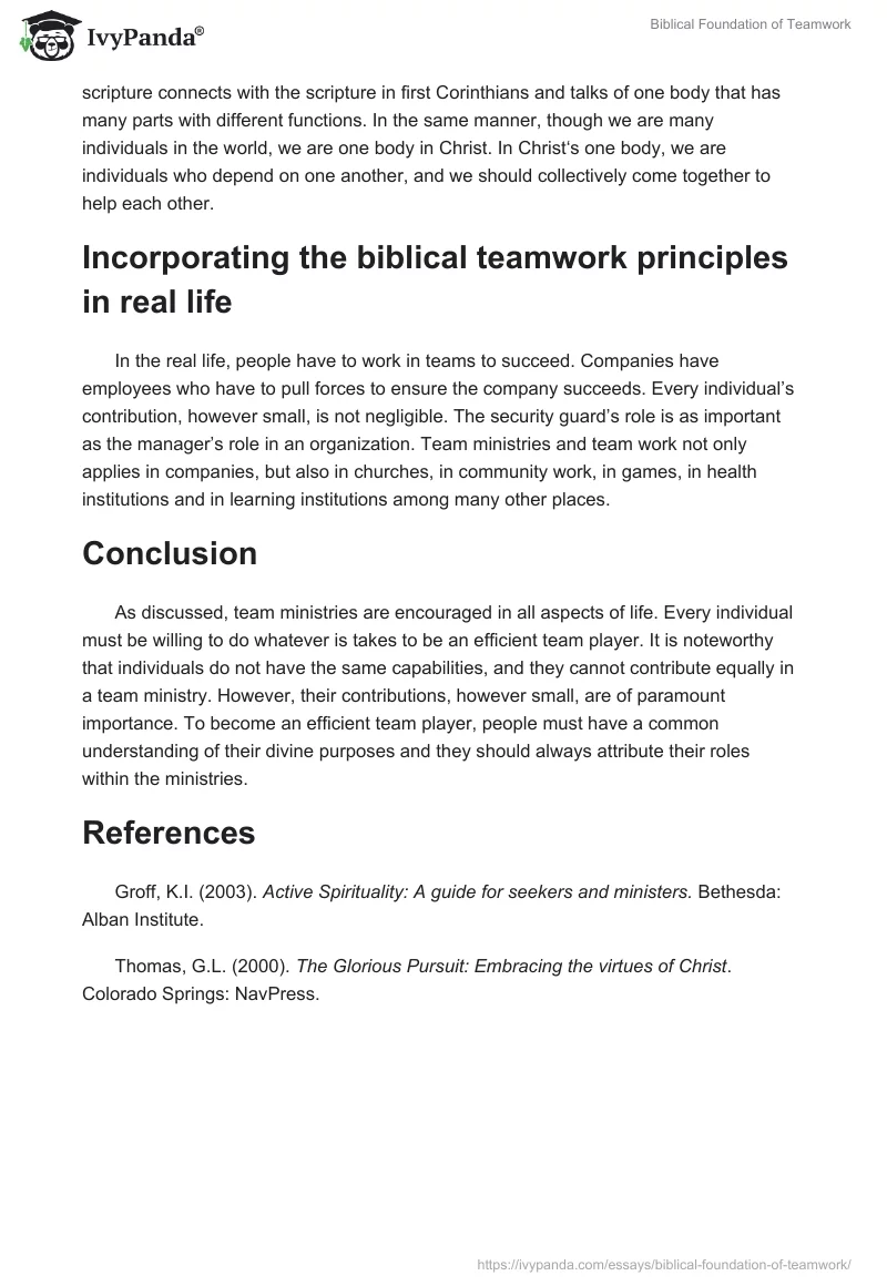 Biblical Foundation of Teamwork. Page 2