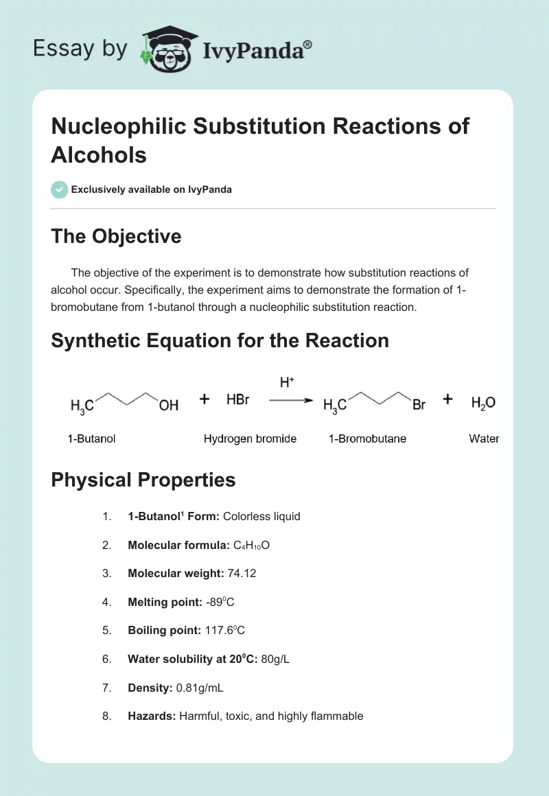 Nucleophilic Substitution Reactions of Alcohols. Page 1