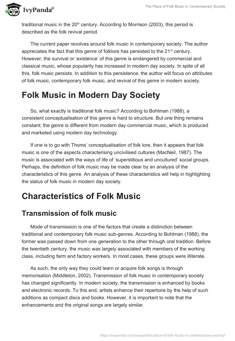 The Place of Folk Music in Contemporary Society. Page 2