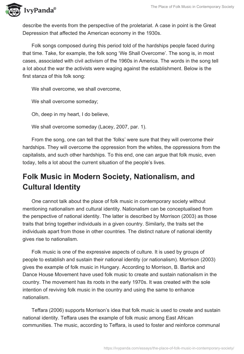 The Place of Folk Music in Contemporary Society. Page 4